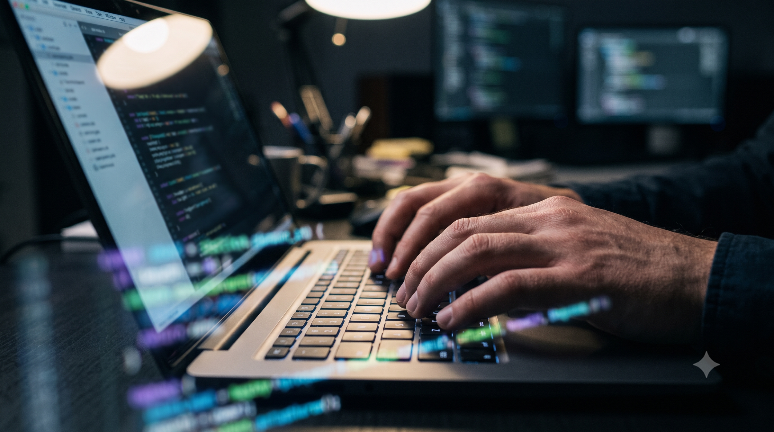 Software developer writing code for custom real estate management applications
