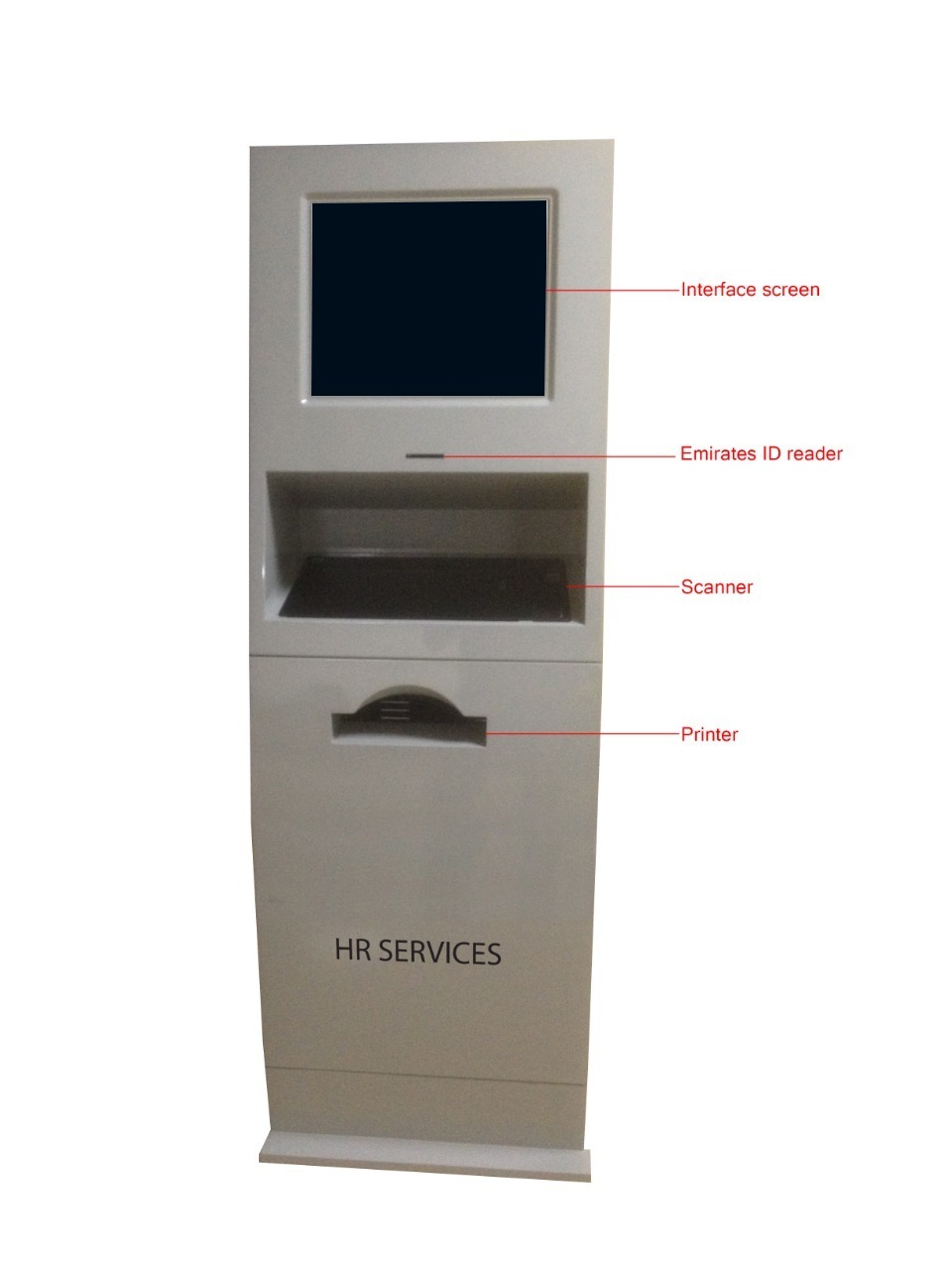 RSI Self-Service HR Kiosk with Emirates ID reader, scanner and printer