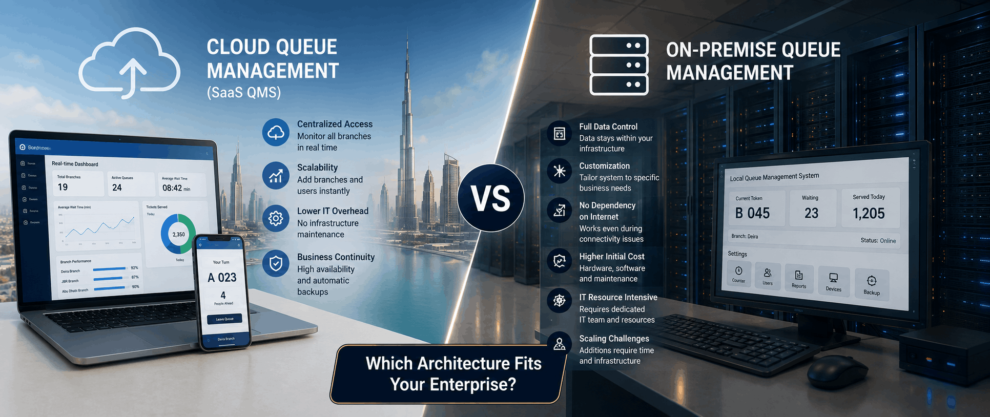 Cloud vs on-premise queue management in the UAE